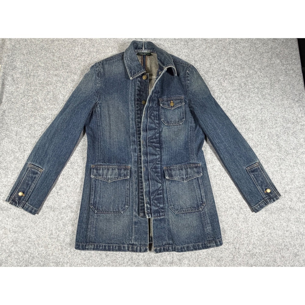 Lauren Jeans Co. Denim‎ Riding Coat Womens Petite Small Blue Excellent Jacket
